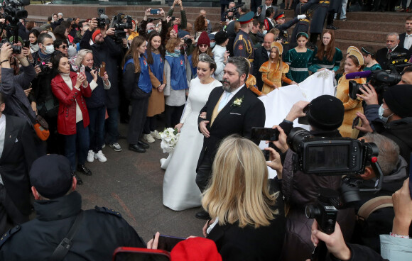 Le mariage du Grand Duc George Mikhailovich de Russie et de Rebecca Victoria Bettarini d'Italie en la cathédrale St-Isaac à Saint-Petersbourg, le 1er octobre 2021.