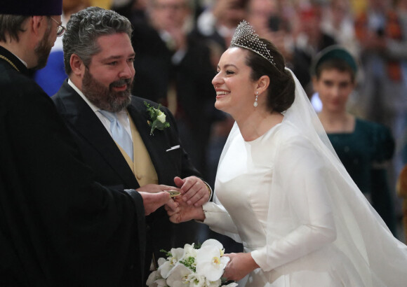 Le mariage du Grand Duc George Mikhailovich de Russie et de Rebecca Victoria Bettarini d'Italie en la cathédrale St-Isaac à Saint-Petersbourg, le 1er octobre 2021.
