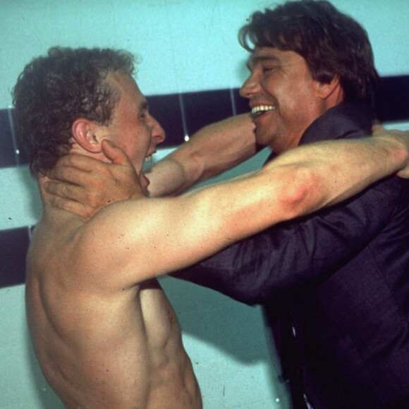 Archives - Jean Pierre Papin et Bernard Tapie - victoire en Coupe de France. © FEP / Panoramic / Bestimage