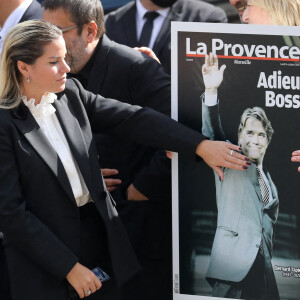 Sophie Tapie - Sorties de la messe funéraire en hommage à Bernard Tapie en l'église Saint-Germain-des-Prés à Paris. Le 6 octobre 2021 © Jacovides-Moreau / Bestimage