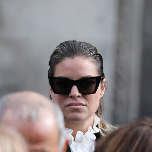 Sophie Tapie - Sorties de la messe funéraire en hommage à Bernard Tapie en l'église Saint-Germain-des-Prés à Paris. Le 6 octobre 2021 © Jacovides-Moreau / Bestimage