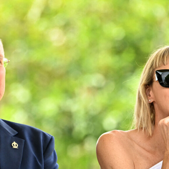 Exclusif - Le prince Albert II de Monaco et la princesse Charlene durant le 1er jour du Tour de France 2020 à Nice, le 29 août 2020. Un tour de France placé sous des mesures sanitaires strictes en période de COVID-19. © Bruno Bebert / Bestimage