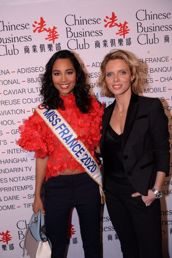 Clémence Botino (Miss France 2020) et Sylvie Tellier (Miss France 2002 et présidente du comité Miss France) lors du déjeuner d'affaires "Edition Spéciale Femmes" de la 5ème édition du Chinese Business Club à l'occasion de la journée internationales des droits des femmes au Pavillon Cambon Potel et Chabot, à Paris, France, le 9 mars 2020. © Rachid Bellak/Bestimage 