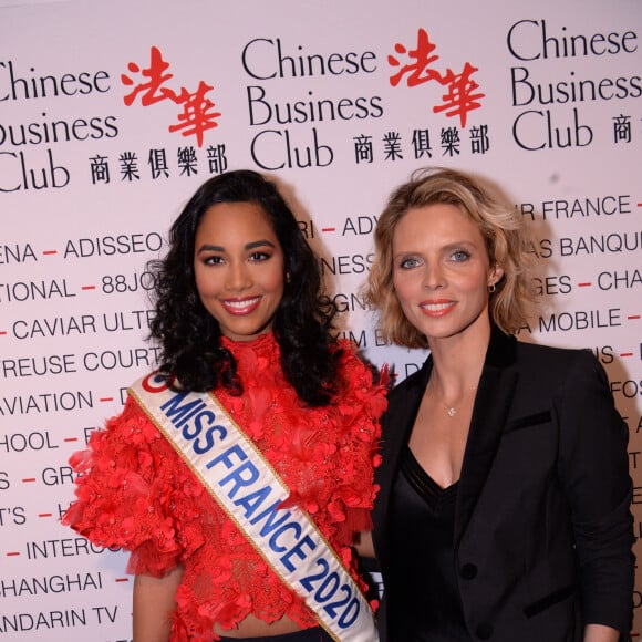 Clémence Botino (Miss France 2020) et Sylvie Tellier (Miss France 2002 et présidente du comité Miss France) lors du déjeuner d'affaires "Edition Spéciale Femmes" de la 5ème édition du Chinese Business Club à l'occasion de la journée internationales des droits des femmes au Pavillon Cambon Potel et Chabot, à Paris, France, le 9 mars 2020. © Rachid Bellak/Bestimage 