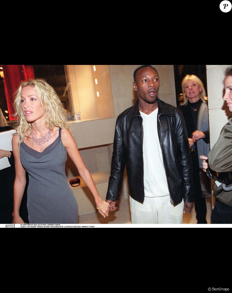 Ophélie Winter et son ex-compagnon MC Solaar - Inauguration de la boutique Armani à Paris