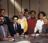 En France, à Paris, sur le plateau de gauche à droite, Jean-Daniel Flaysakier, Roger Zabel, Marc Autheman, Sophie Davant, Guest, Christiane Collange, Guest et Catherine Ceylac le 7 janvier 1988.