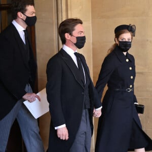 Edoardo Mapelli Mozzi et La princesse Beatrice d'York - Arrivées aux funérailles du prince Philip, duc d'Edimbourg à la chapelle Saint-Georges du château de Windsor, le 17 avril 2021.