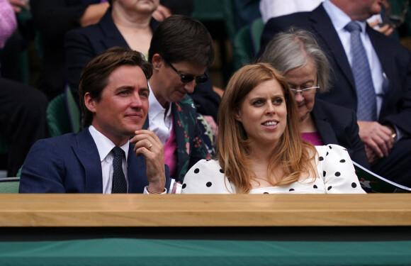 La princesse Beatrice d'York (enceinte) et son mari Edoardo Mapelli Mozzi au tournoi de Wimbledon au All England Lawn Tennis and Croquet Club à Londres.