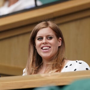 La princesse Beatrice d'York (enceinte) au tournoi de Wimbledon au All England Lawn Tennis and Croquet Club à Londres, Royaume Uni, le 8 juillet 2021.