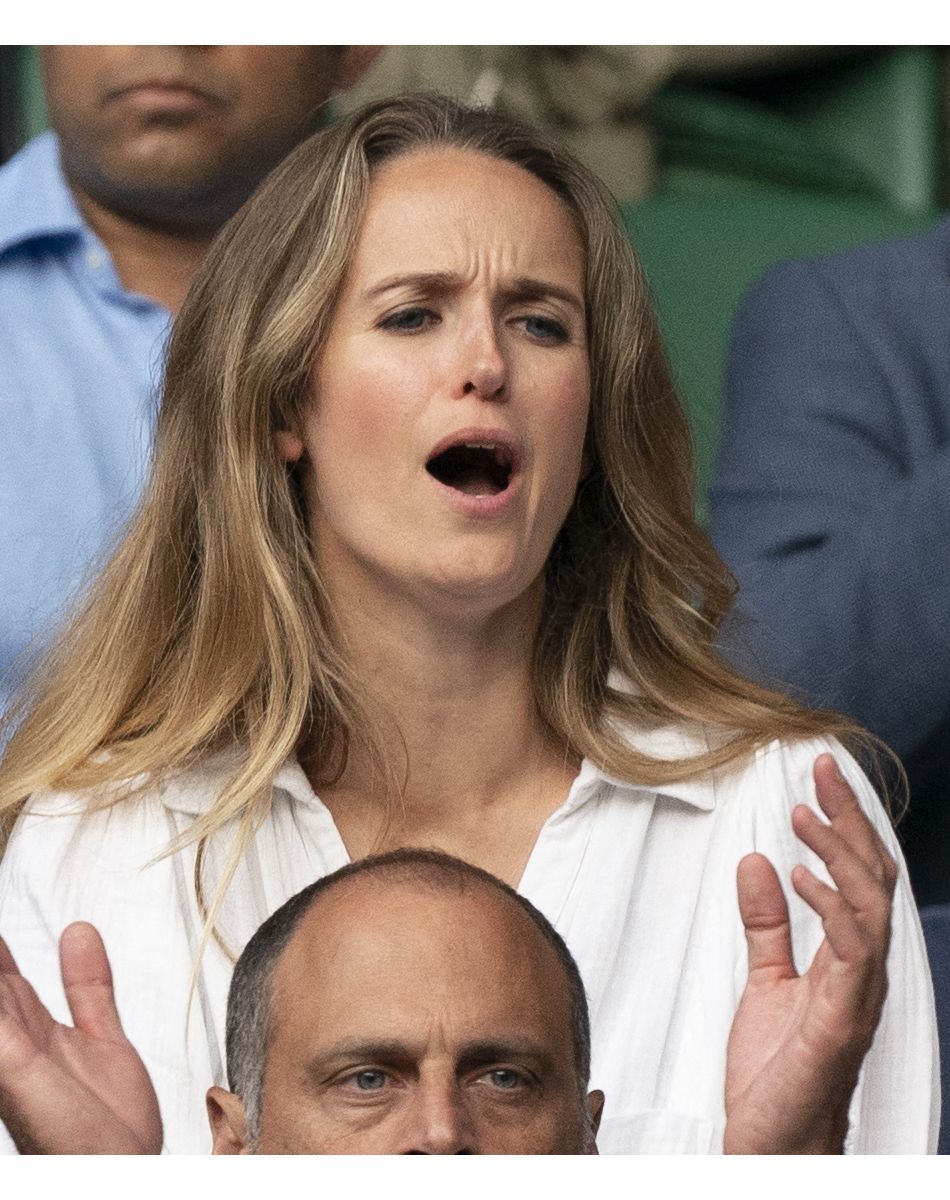 Kim Murray voit son mari Andy Murray remporter le match contre le Géorgien Nikoloz Basilashvii (6-4, 6-3, 5-7, 6-3) à Wimbledon, le 28 juin 2021, quatre ans après son dernier match sur le gazon anglais.