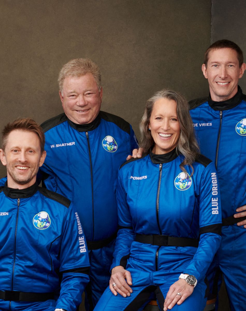 Chris Boshuizen, William Shatner, Audrey Powers et Glen de Vries - William Shatner embarquera à bord de la fusée Blue Origin pour un vol suborbital depuis le Texas.