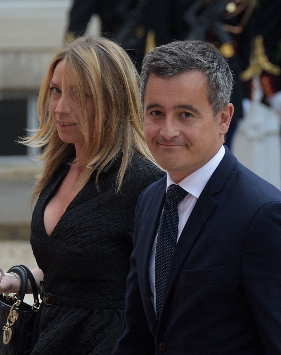 Gérald Darmanin et sa femme Rose-Marie Devillers au Palais de l'Elysée à Paris
