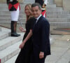 Gérald Darmanin et sa femme Rose-Marie Devillers - Arrivées au dîner d'Etat organisé pour la visite du président itlalien Sergio Mattarella au Palais de l'Elysée à Paris, le 5 juillet 2021.