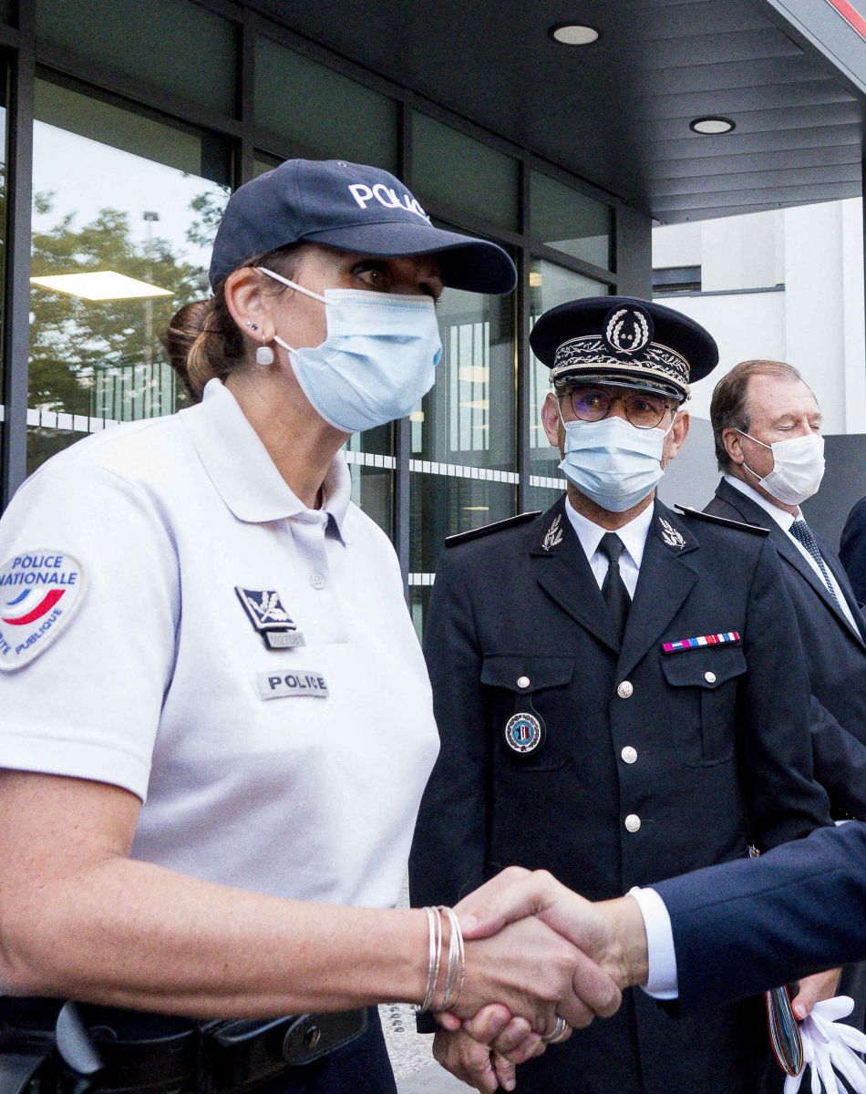 Le ministre de l'Intérieur Gérald Darmanin est en visite à l'hôtel de police de Lyon le 7 octobre 2021.