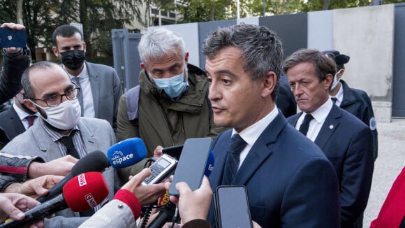 Le ministre de l'Intérieur Gérald Darmanin est en visite à l'hôtel de police de Lyon le 7 octobre 2021.
