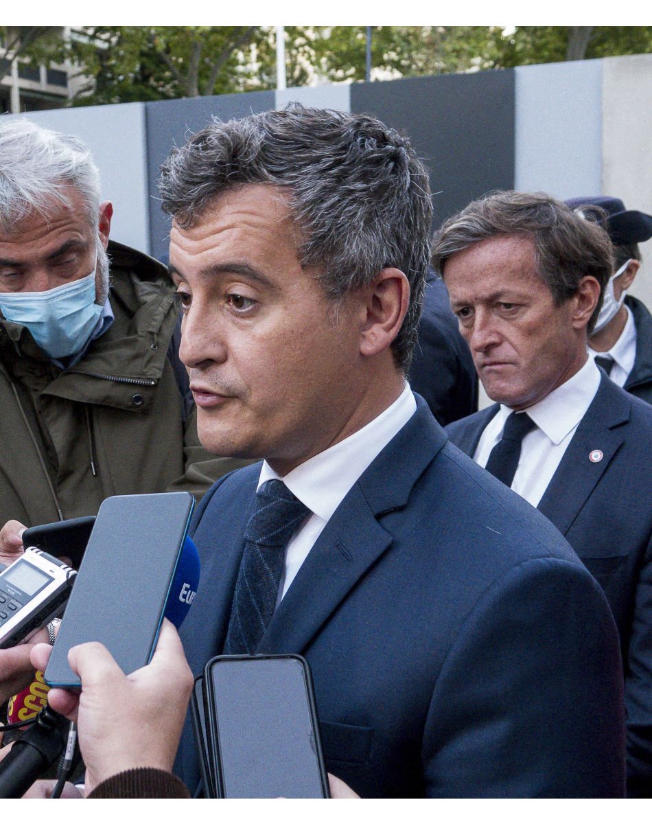 Le ministre de l'Intérieur Gérald Darmanin est en visite à l'hôtel de police de Lyon le 7 octobre 2021.