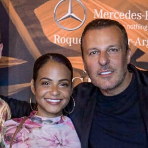 M. Pokora (Matt Pokora) et sa compagne Christina Milian, Jean Roch et sa femme Anaïs Monory - Les people font la fête à la Gioia à Saint-Tropez. Eté 2020. © Arthur Wilhelm via Bestimage 