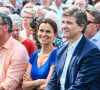 Arnaud Montebourg, aux côtés d'Aurélie Filippetti, annonce sa candidature à l'élection de la Présidence de la République lors de la 44ème Fête de la Rose (Fête Populaire) à Frangy-en-Bresse. Le 21 aout 2016.