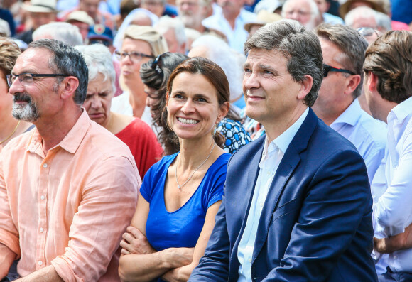 Arnaud Montebourg, aux côtés d'Aurélie Filippetti, annonce sa candidature à l'élection de la Présidence de la République lors de la 44ème Fête de la Rose (Fête Populaire) à Frangy-en-Bresse. Le 21 aout 2016.