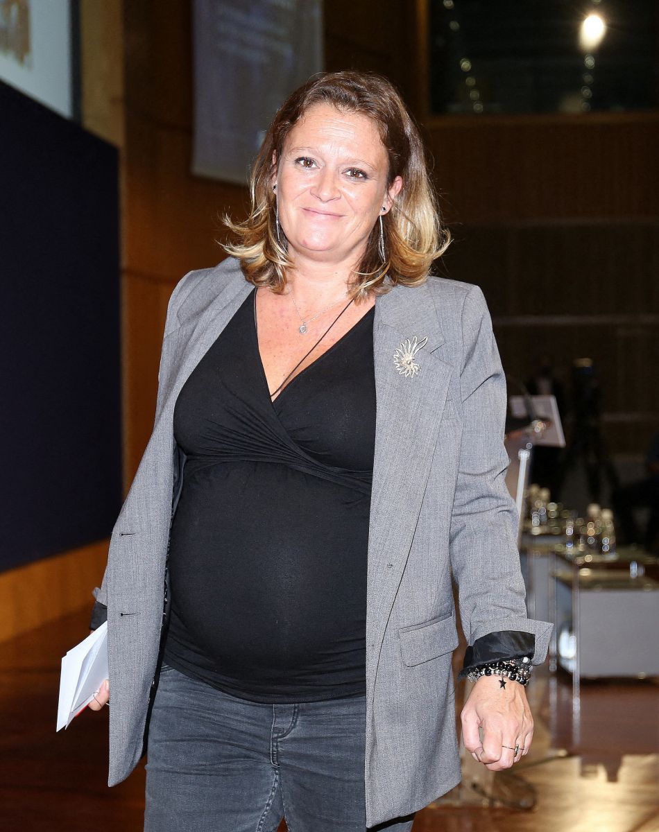 Exclusif - Olivia Grégoire (enceinte) secrétaire d'état chargée de l'Économie sociale, solidaire et responsable intervient lors du congrès Meet'Up Greentech à Paris le 19 octobre 2021