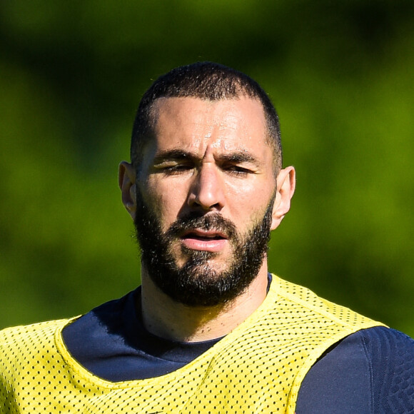 Karim Benzema - Entraînement de l'équipe de France de football au Centre National du Football à Clairefontaine le 31 mai 2021. © Federico Pestellini / Panoramic / Bestimage 