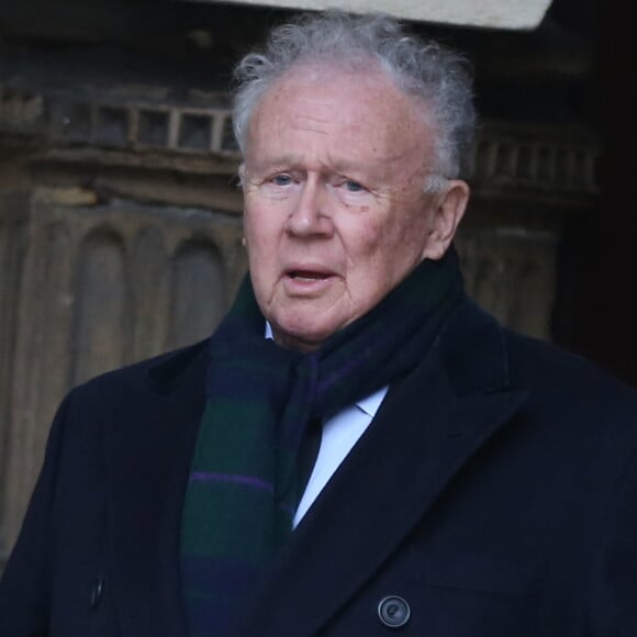 Philippe Bouvard - Sorties de la cérémonie religieuse à la mémoire de Jacques Chancel, en l'église Saint-Germain-des-Prés, à Paris, le 6 janvier 2015.