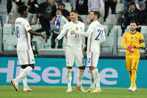 Theo Hernandez (France) - Lucas Hernandez (France) - Match de football en ligue des Nations : La France bat la Belgique 3-2 au Juventus Stadium à Turin le 7 octobre 2021. © Norbert Scanella / Panoramic / Bestimage