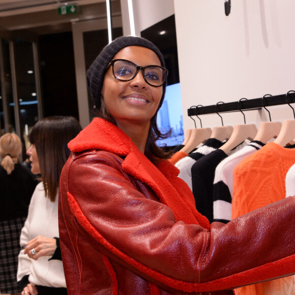 Exclusif - Karine Le Marchand lors de l'inauguration de la boutique flagship "Kujten" (marque française spécialisée dans le cachemire), située avenue Victor Hugo à Paris, le 27 novembre 2019. © Rachid Bellak/Bestimage