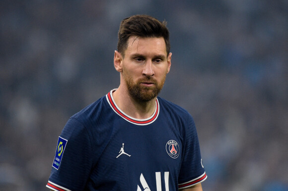 Attitude de Lionel Leo Messi ( 30 - PSG ) - Match Ligue 1 Uber Eats "OM - PSG (0-0)" au stade Orange Vélodrome à Marseille, le 24 octobre 2021.