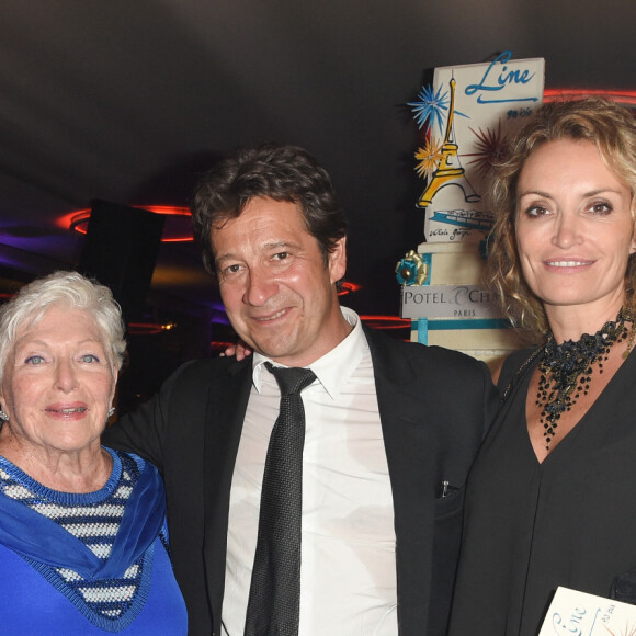 Thierry Frémaux, Line Renaud, Laurent Gerra et sa compagne Christelle Bardet - 90e anniversaire de Line Renaud sur le Bateau Potel et Chabot à Paris. Le 2 juillet 2018. © Coadic Guirec/Bestimage