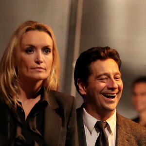 Laurent Gerra et sa compagne Christelle Bardet - Remise du Prix Lumiere 2013 à Quentin Tarantino, à l'amphithéâtre du palais des Congrès de Lyon. Le 18 octobre 2013.