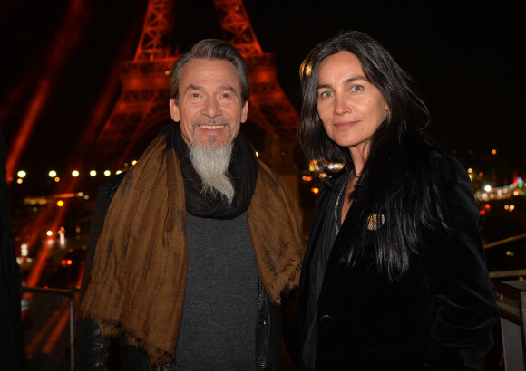 Exclusif - Florent Pagny et sa femme Azucena Caman - Backstage du concert anniversaire des 130 ans de la Tour Eiffel à Paris, qui sera diffusé le 26 octobre sur France 2. Le 2 octobre 2019. © Perusseau-Veeren/ Bestimage