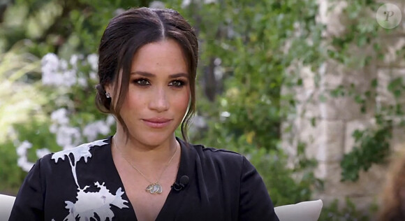 Interview de Meghan Markle et de son mari le prince Harry avec la présentatrice américaine Oprah Winfrey pour CBS © Capture TV CBS via Bestimage