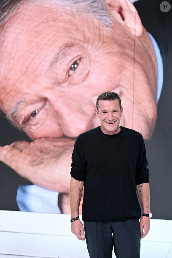 Benjamin Castaldi lors de l'enregistrement de l'émission "Vivement Dimanche spéciale Yves Montand" au Studio Gabriel à Paris, présentée par Michel Drucker et diffusée le 14 novembre sur France 2. Le 28 octobre 2021 © Guillaume Gaffiot / Bestimage