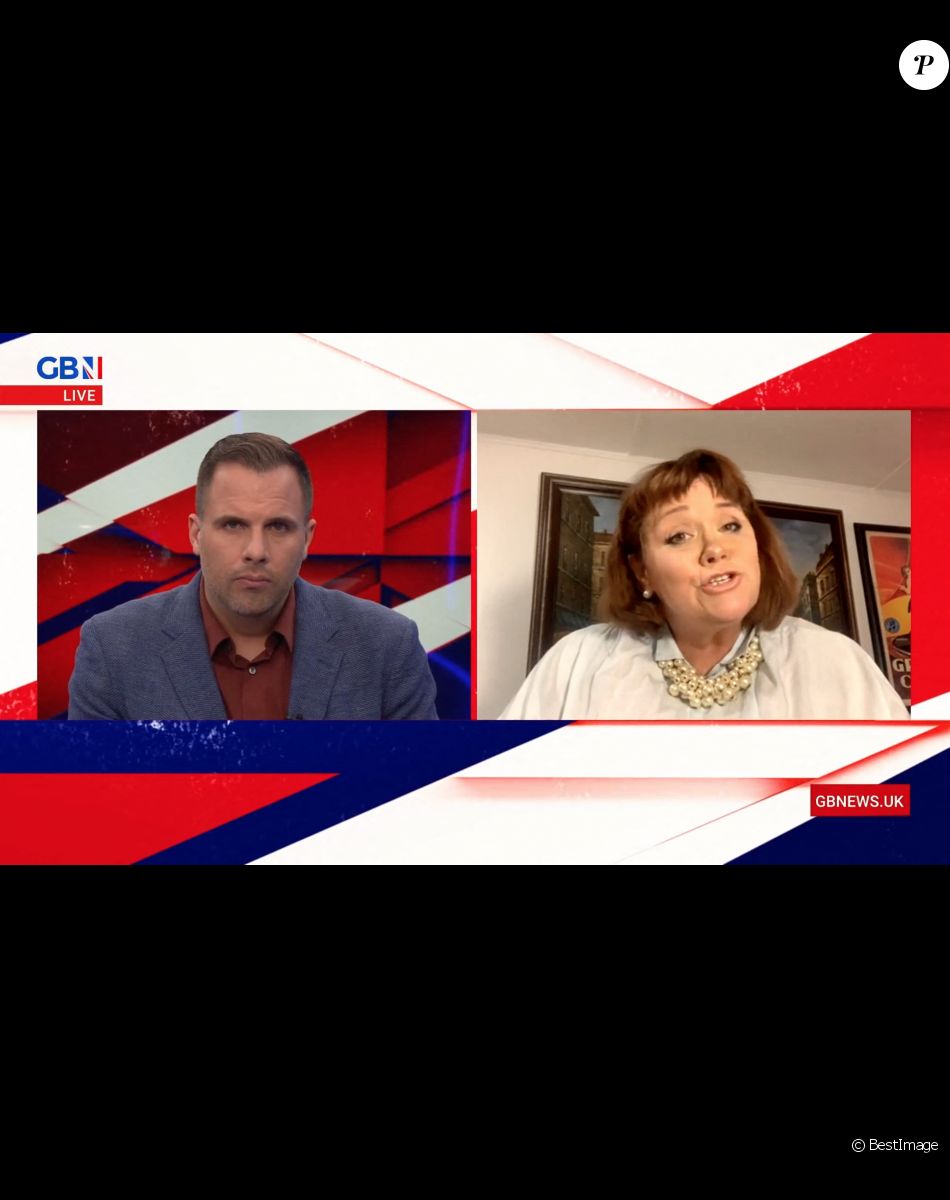 Samantha Markle, la demi-soeur de Meghan Markle, parlant du mal causé par la femme du prince Harry dans une interview accordée Dan Wootton sur la chaîne de télévision britannique GBNews, le 5 août 2021.