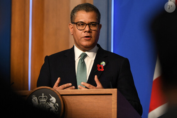 Alok Sharma, président de la COP26, en conférence de presse le 14 novembre 2021 à Downing Street à Londres