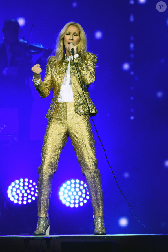 Celine Dion en concert lors de sa tournée "Celine Dion Live 2018" au Qudos Bank Arena de Sydney en Australie le 27 juillet 2018 