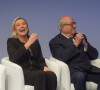 Marine Le Pen et son père Jean-Marie Le Pen - Remise des glaives d'honneur lors du 15ème Congrès du Front National à Lyon.