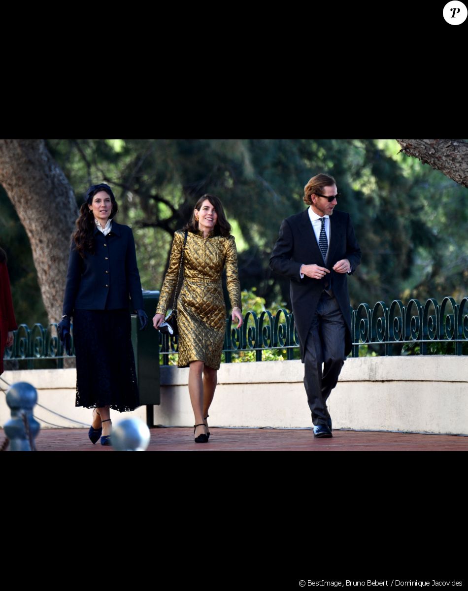 Tatiana Santo Domingo, Charlotte Casiraghi, Andrea Casiraghi - Arrivées en la cathédrale de Monaco pour la messe d'action de grace avec Te Deum lors de la la fête nationale de Monaco le 19 novembre 2021. © Bruno Bebert / Dominique Jacovides / Bestimage
