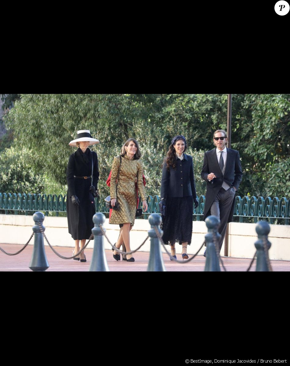 Beatrice Borromeo, Charlotte Casiraghi, Tatiana Santo Domingo, Andrea Casiraghi - Arrivées en la cathédrale de Monaco pour la messe d'action de grace avec Te Deum lors de la la fête nationale de Monaco le 19 novembre 2021. © Dominique Jacovides / Bruno Bebert / Bestimage