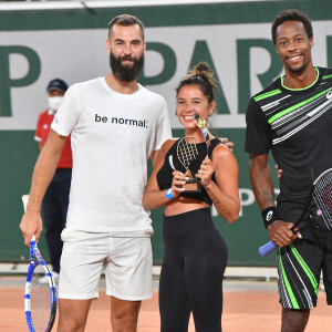 Exclusif - Benoît Paire et sa compagne Julie Bertin, Gaël Monfils - Benoît Paire, Gaël Monfils, Domingo (Pierre Alexis Bizot) et Zerator (Adrien Nougaret) deux streamers se rencontrent lors d'un match de tennis à Roland Garros, Paris le 18 septembre 2021. © Veeren/Bestimage