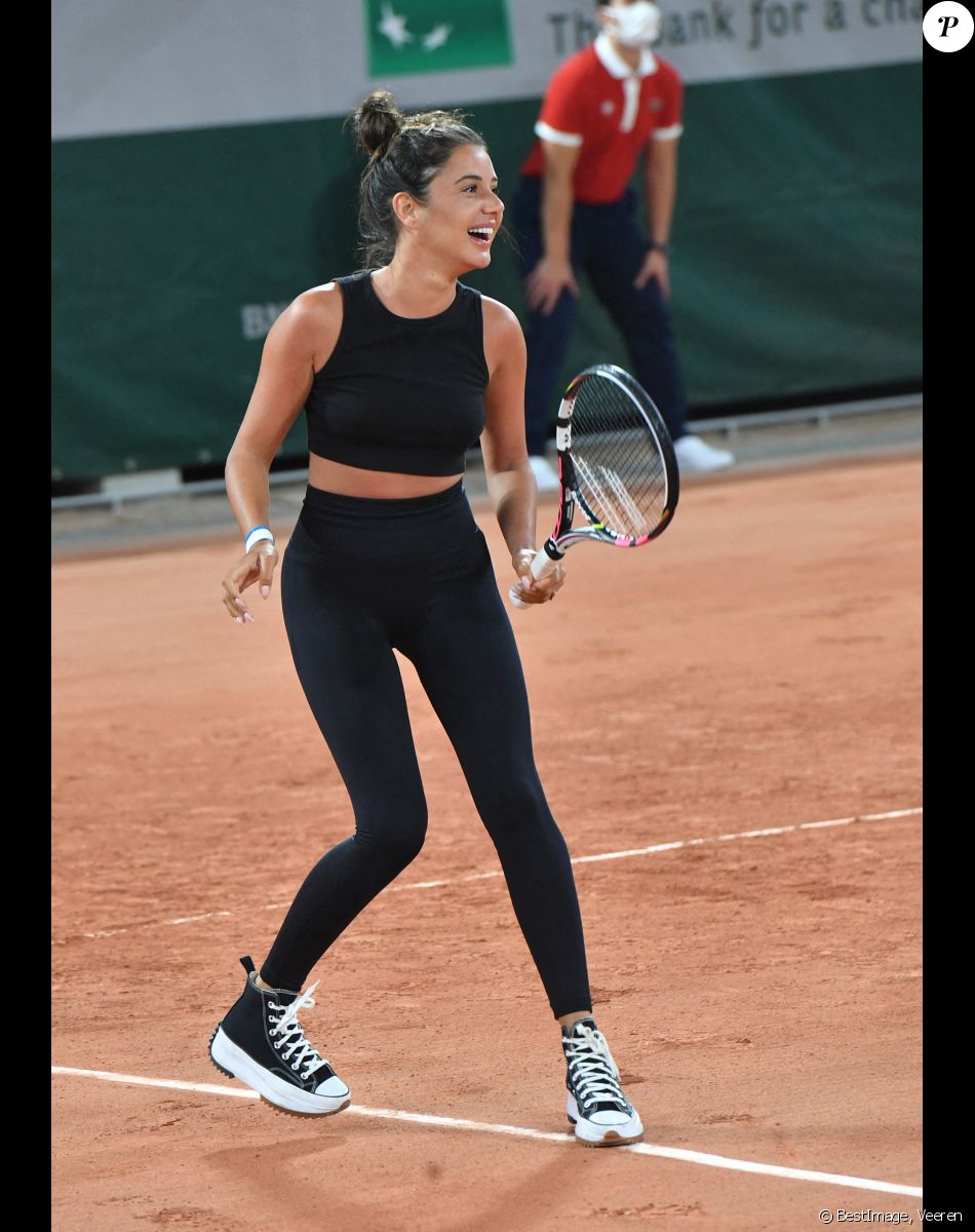 Exclusif - Julie Bertin ( compagne de Benoît Paire) - Benoît Paire, Gaël Monfils, Domingo (Pierre Alexis Bizot) et Zerator (Adrien Nougaret) deux streamers se rencontrent lors d'un match de tennis à Roland Garros, Paris le 18 septembre 2021. © Veeren/Bestimage