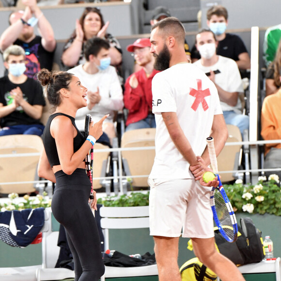 Exclusif - Benoît Paire et sa compagne Julie Bertin - Benoît Paire, Gaël Monfils, Domingo (Pierre Alexis Bizot) et Zerator (Adrien Nougaret) deux streamers se rencontrent lors d'un match de tennis à Roland Garros, Paris le 18 septembre 2021. © Veeren/Bestimage