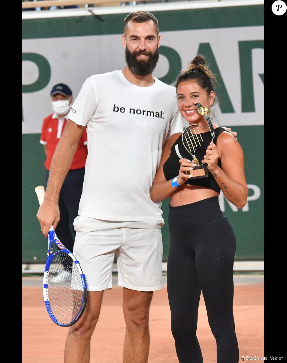 Exclusif - Benoît Paire et sa compagne Julie Bertin - Benoît Paire, Gaël Monfils, Domingo (Pierre Alexis Bizot) et Zerator (Adrien Nougaret) deux streamers se rencontrent lors d'un match de tennis à Roland Garros, Paris. © Veeren/Bestimage