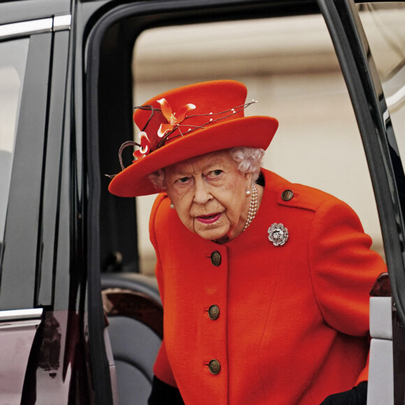 La reine Elisabeth II d'Angleterre au lancement du Queen's Baton, relais des Jeux du Commonwealth 2022, au palais de Buckingham à Londres, Royaume Uni, le 7, 2021. 