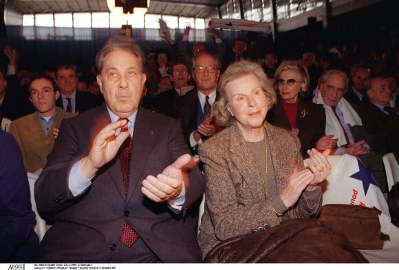 Charles Pasqua et sa femme Jeanne en 1999 au congrès du RPF