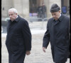 Charles Pasqua et son fils Pierre-Philippe en l'église Saint-Louis des Invalides à Paris en 2010 lors des obsèques de Philippe Séguin