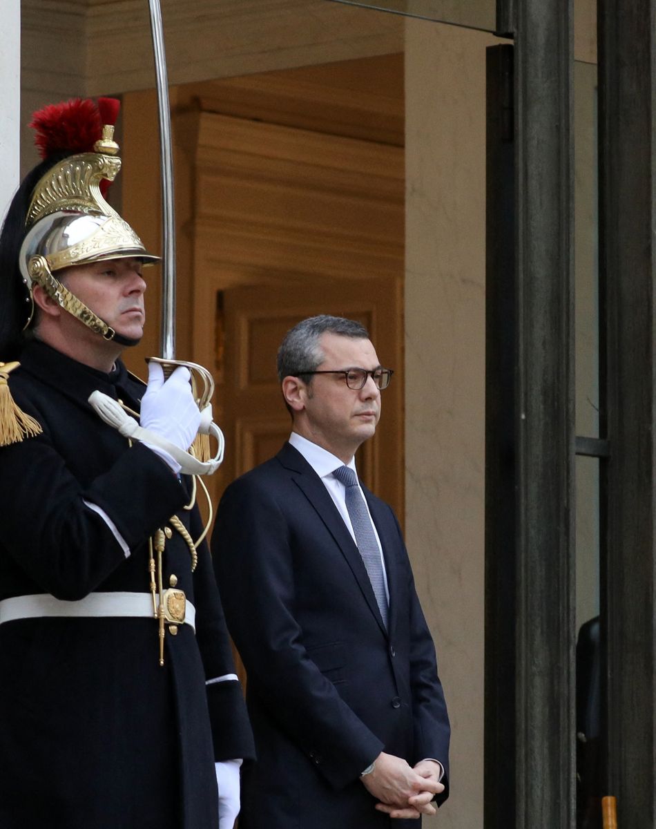 Alexis Kohler (Secrétaire général de la présidence de la République) accueille Kristalina Georgieva, Directrice générale du Fonds monétaire international, FMI, pour un entretien avec le président français au palais de l'Elysée, le 19 décembre 2019, Paris, France. © Stéphane Lemouton / Bestimage