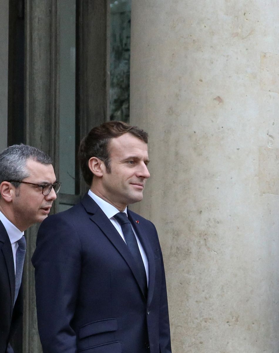 Le président de la république, Emmanuel Macron accompagné de Alexis Kohler (Secrétaire général de la présidence de la République) reçoit Kristalina Georgieva, Directrice générale du Fonds monétaire international, FMI, pour un entretien au palais de l'Elysée, le 19 décembre 2019, Paris, France. © Stéphane Lemouton / Bestimage