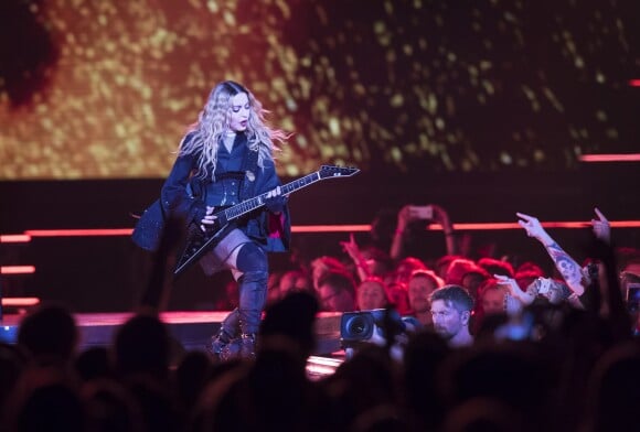 Madonna en concert à la Tele2 Arena à Stockholm, le 14 novembre 2015.